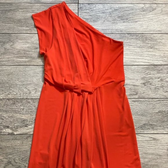 BCBGeneration Tangerine One Shoulder Strap Ruching - Picture 1 of 6